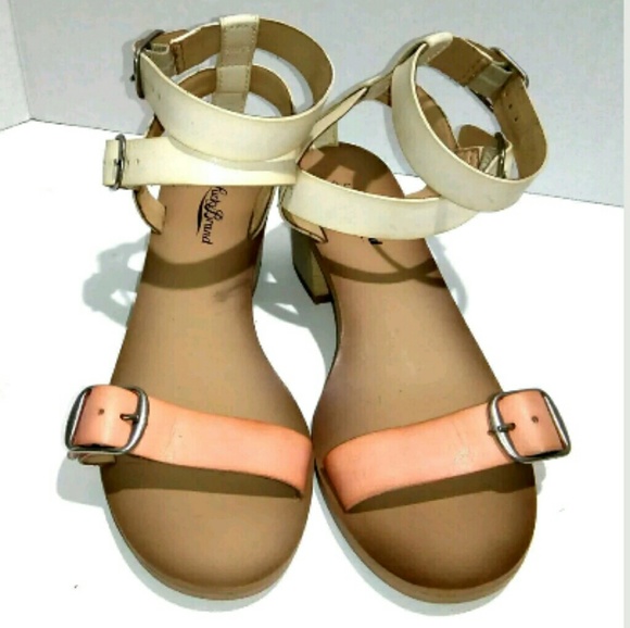 LUCKY BRAND 8M Tan Pink White Leather Sandal - Picture 3 of 8